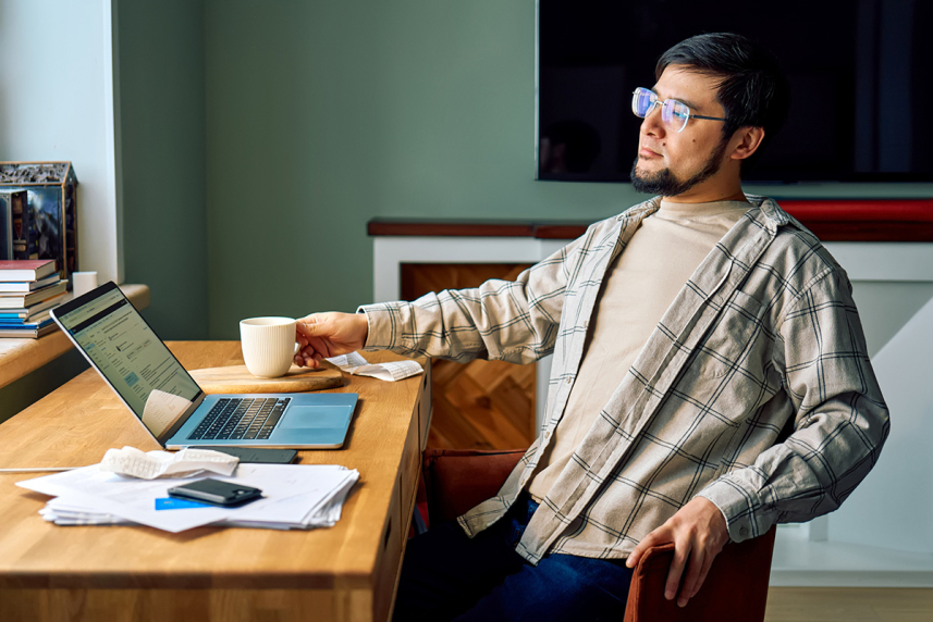 Man looking at laptop