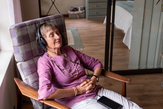 Person listening to music