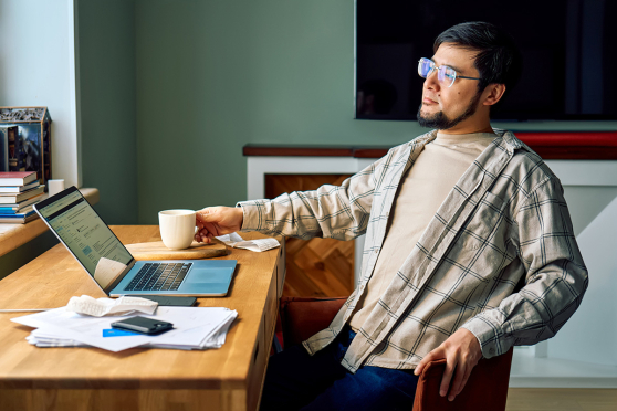 Man looking at laptop