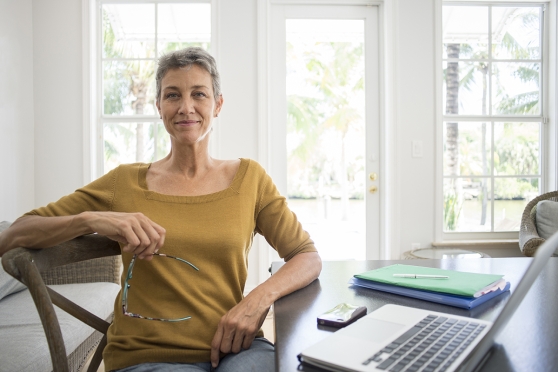 Woman at her home work desk